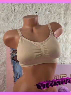 LAMAZE Seamless Beige Comfort Nursing Maternity Bralette Bra Large